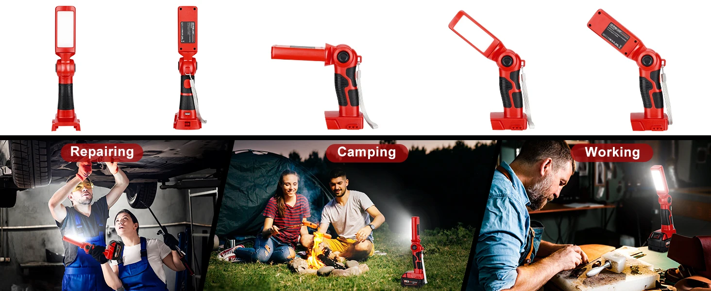 LED Work Light Torch for Milwaukee M&18 18v Battery 12W 1000LM Flashlight with U