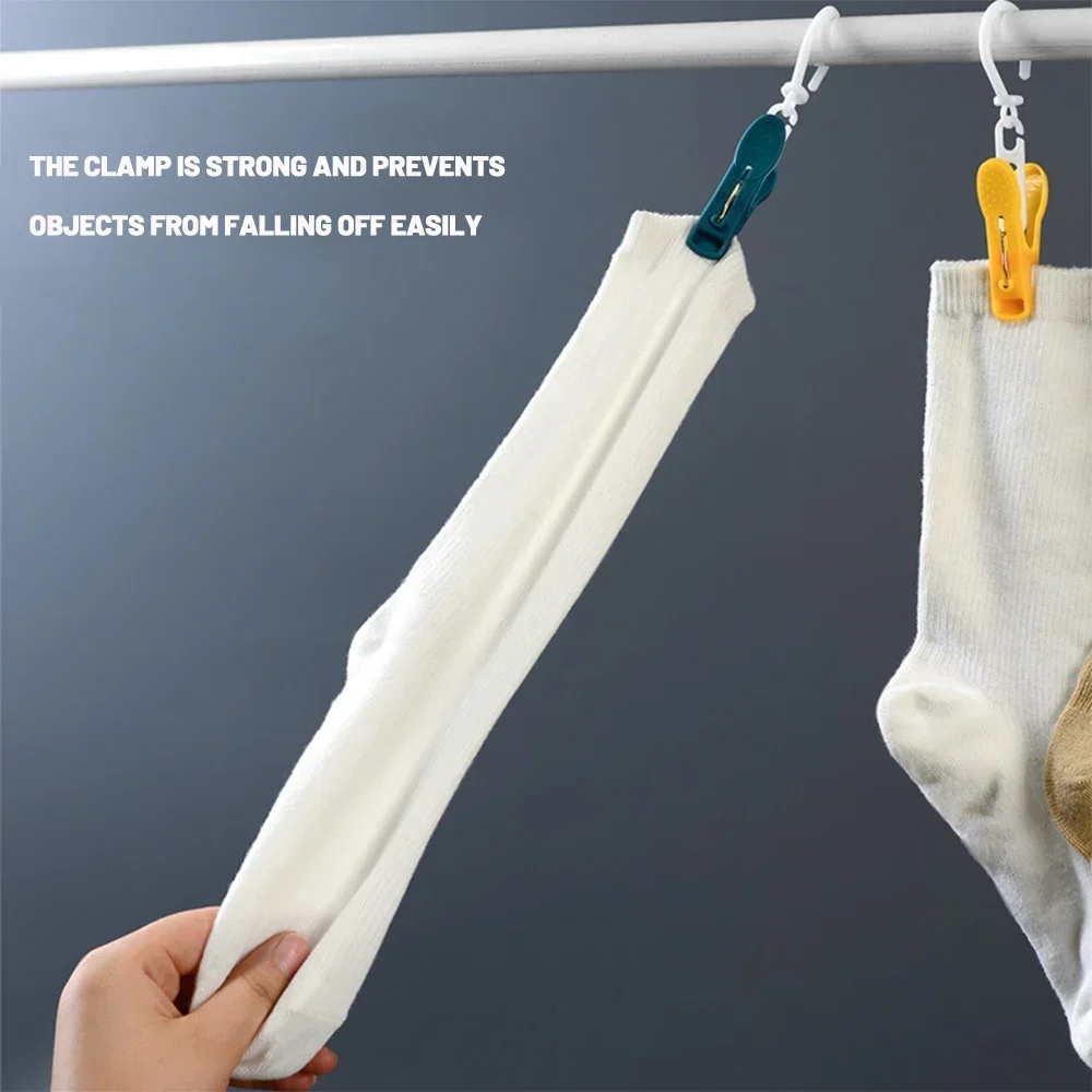 Clothespins with Hooks Windproof Clips Clothes Pegs Towel Hanging Clips Rotatable Drying Clip Hats Socks Air-dry Clips Home