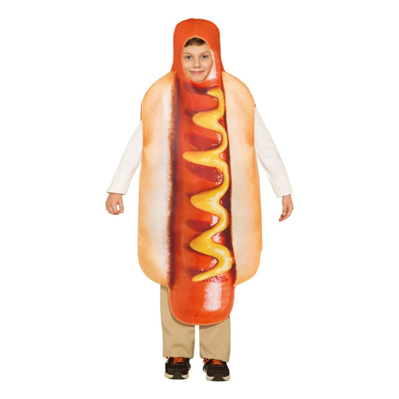 

Umorden Unisex Food Sausage Hot Dog Costume Tunic Sponge Suit Child Kids Boys Girls Purim Halloween Party Fancy Dress Cosplay