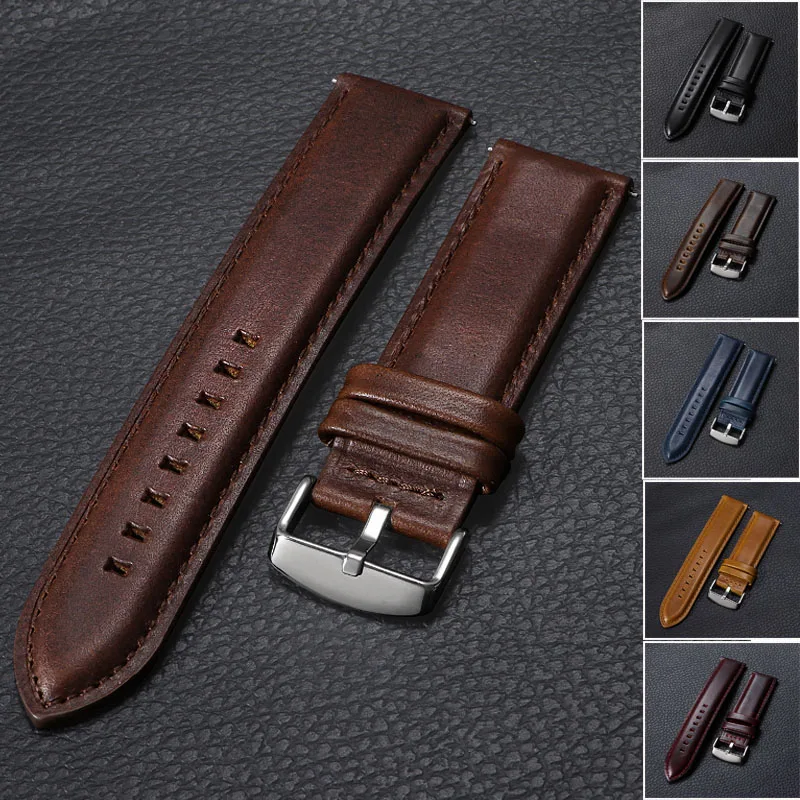 Vintage Genuine Leather Quick Release Watchband Strap - Cowhide