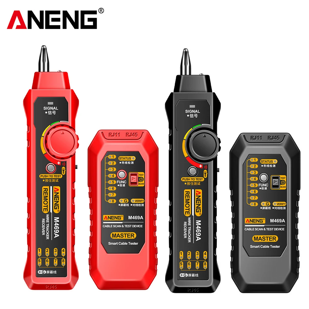 ANENG M469A Networking Analyzer RJ45 RJ11 LAN Cable Tester Finder Multi Wire Tracker Receiver with Flashlight for Network Repair