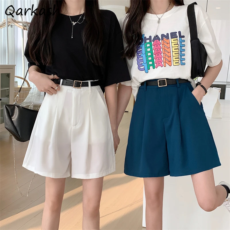 

Шорты женские с завышенной талией, однотонные повседневные Простые универсальные уличные штаны в Корейском стиле с карманами, лето