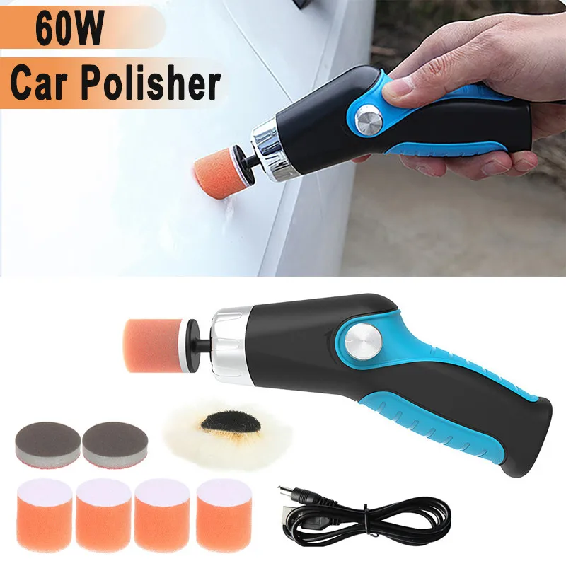 

60W Car Polishing Machine 8500rpm Mini Electric Paint Polishing Cleaning Machine USB Rechargeable Scratches Repair Waxing Tool