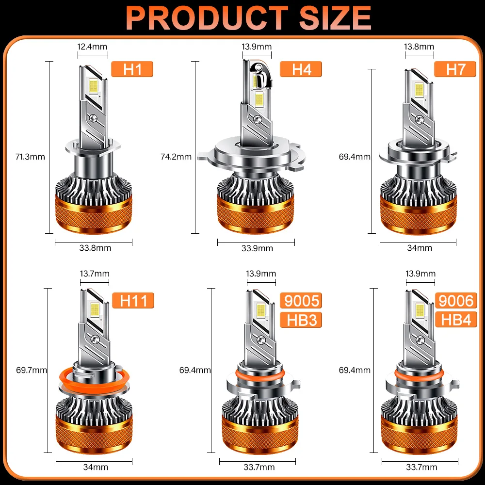 h7 led 전조등 H4 H11 1200W 고전력 Canbus 슈퍼 브라이트 260000lm 6000K 터보 12V H1 H8 9005 HB3 9006 HB4 자동차 Led 조명