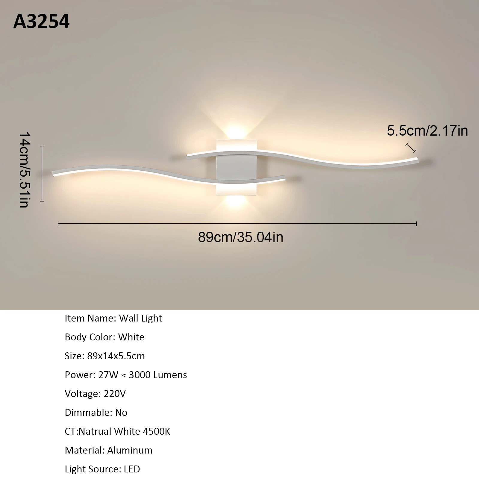 Schöne moderne LED-Wandleuchten für den Innenbereich, schwarze LED-Wandleuchte 6500 K, lange Wandleuchte für Schlafzimmer, Wohnzimmer, Esszimmer, Flur – Detail 1