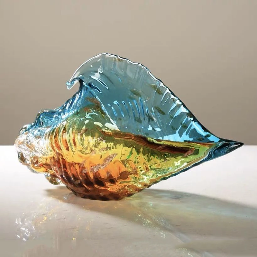 Light luxury crystal sea snail living room ancient glazed conch ornament jewelry storage box entrance key glass vase handicraft 2