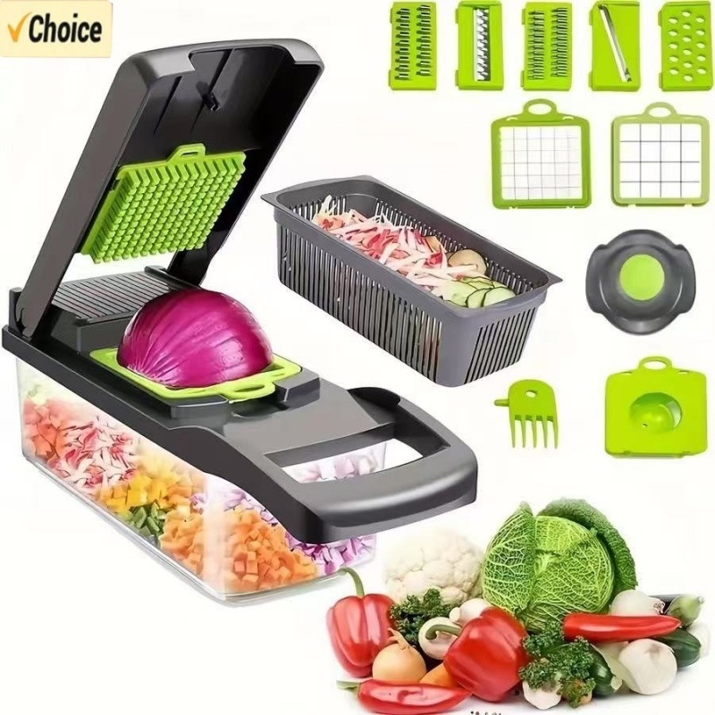 Multipurpose 16 in 1 Vegetable Chopper Food Grate Slicer Dicer Kitchen Tool with Ergonomic Handle for Easy Use