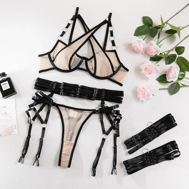Contrast Colour Bra with Steel Ring Underwear Set 11