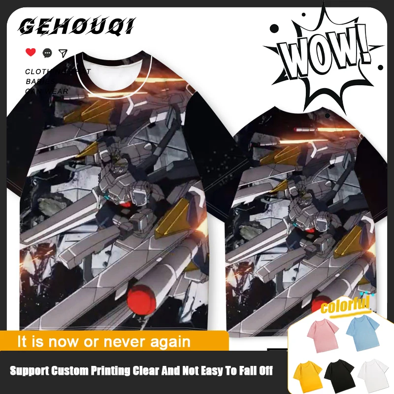 

Mobile warrior Gundam joint T-shirt short sleeve men's fashion suit children dare to reach animation around boys clothes summer