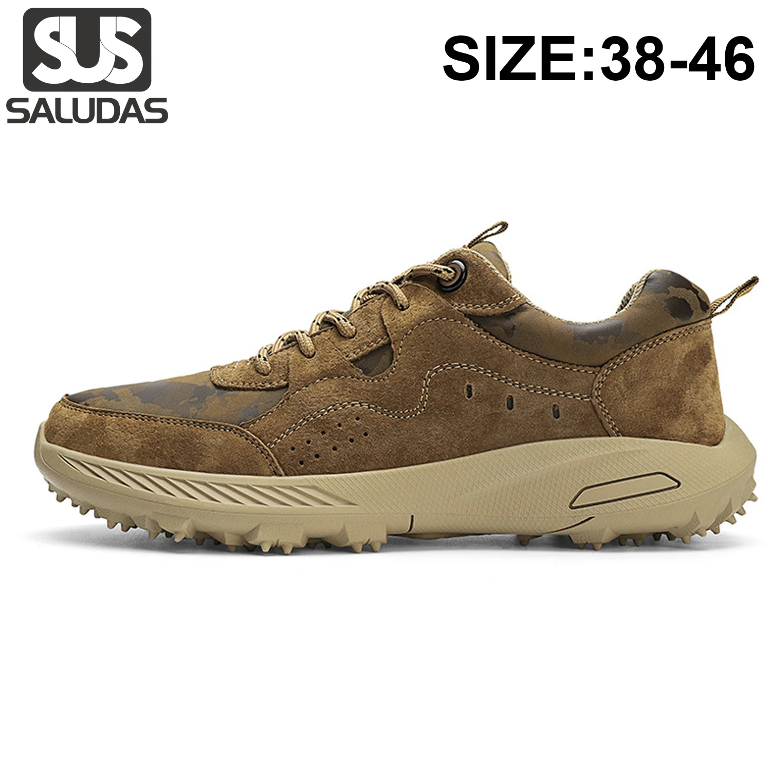

SALUDAS Genuine Leather Men Shoes Luxury Breathable Mesh Casual Shoe Outdoor Non-slip Walking Shoe Big Size Male Sneakers