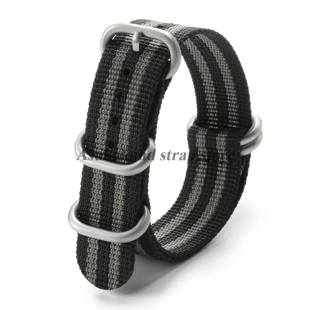 Ribbed Nylon Watch Band - Soft & Comfortable Straps in Black & Green