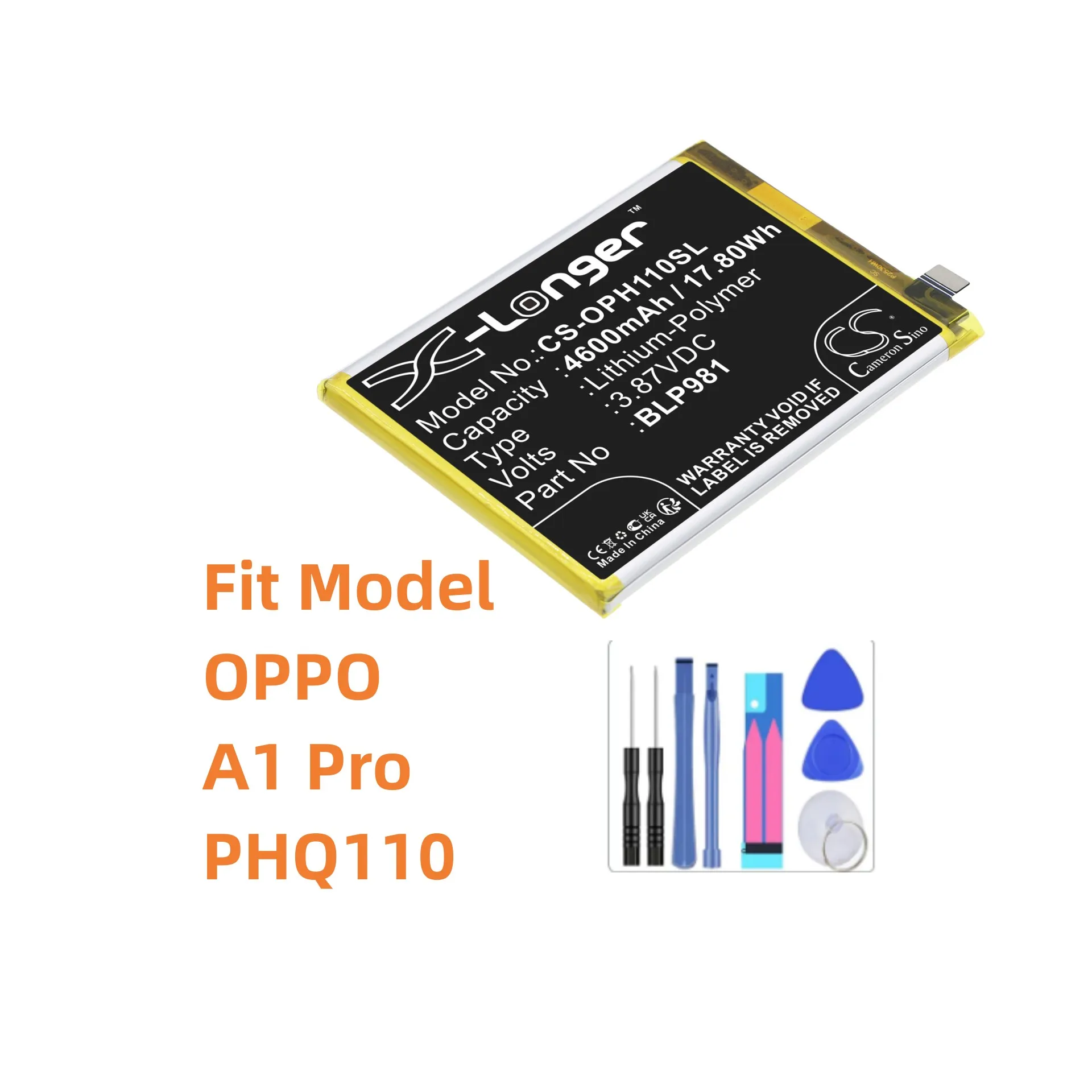 

Аккумулятор Cameron Sino 4600 мАч для OPPO A1 Pro PHQ110 BLP981
