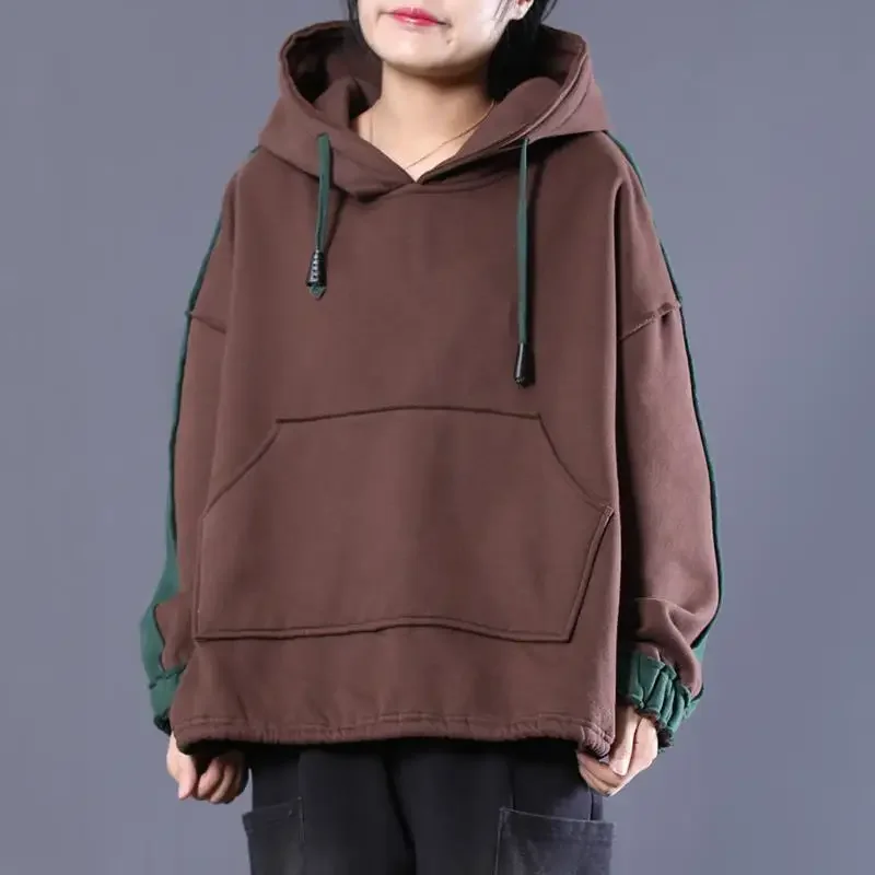 

Green Sweatshirts for Women Hoodies Tops Brown Female Clothes Loose Baggy Hooded Sport Pullovers 2000s Harajuku Fashion Xxl Goth