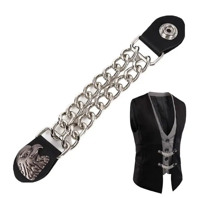 Button Extender 4PCS Leather Vest Extender Motorcycle Biker Chain