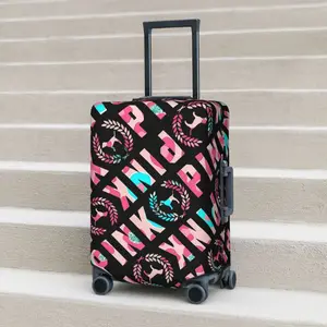 Pink Wallpaper Suitcase Cover Animals Dog Cruise Trip Protection Holiday Useful Luggage Supplies