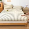 Bonenjoy Fitted Sheet Set Stripe Style Bedsheet with Pillowcase Printed Bed Cover Home Mattress Protector простынь на резинке 3