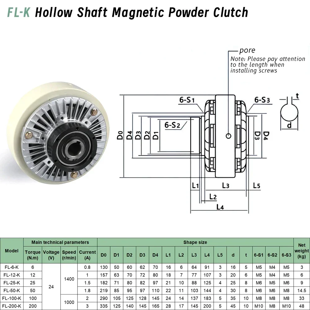 Magnetic Powder Brake Accessories Magnetic Powder Clutch Brake Tension Controller Kit 6/12/50/100Nm 0.6/1.2/5/10kg DC24V 1000RPM Textile/Printing Machine