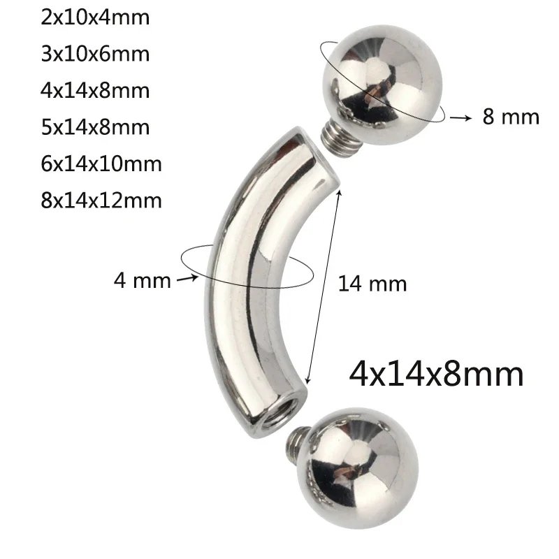 Barbell Da 4 Mm Di Calibro (6 G) / Gioielli Per Il Corpo In Acciaio Inossidabile 316L Con Filettatura Interna - Italia - Foto 6