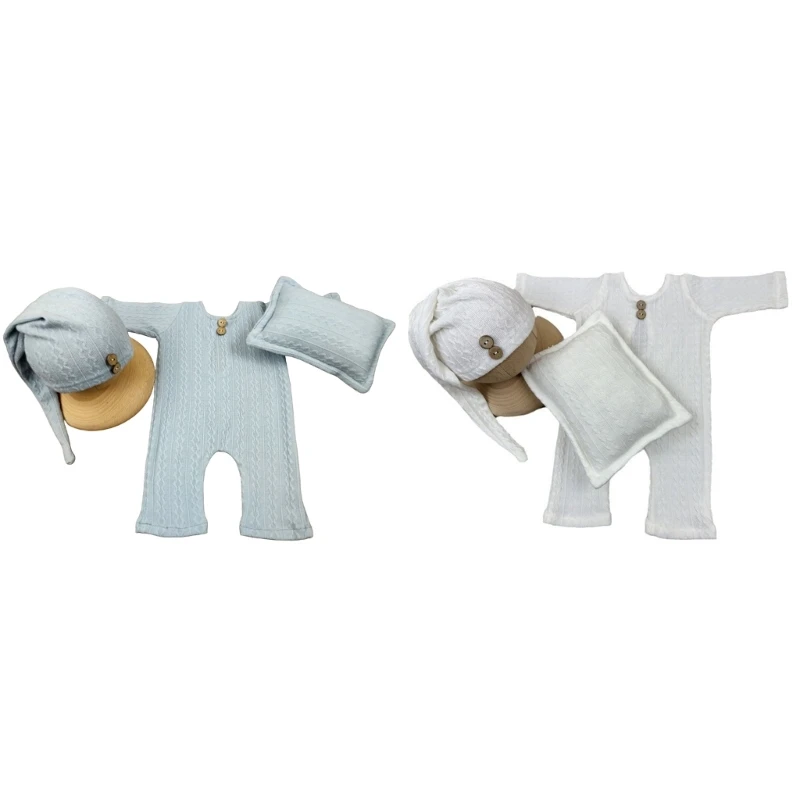 

Newborn Photography Clothing Set Baby Romper Hat Pillow set for 0-2 Months Baby