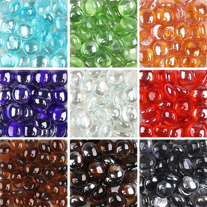 Glass Mosaic Tiles DIY Mosaic Supplies 80g/2.82oz 15-25mm Translucent Glass Beads Flat Round Mosaic Tiles For DIY Art Crafts Material
