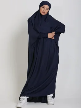 10 Colors Muslim Abaya Solid Color Long Dress Ramadan Prayer Hijab Dresses Gilbab Women Hooded Islam Dubai Plain Dresses