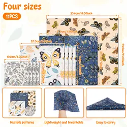 Eco - Friendly Reusable Beeswax Food Wrap Set - 11 Pieces Organic Cotton Wax Cloth for Kitchen and Picnic Use (11Pcs)