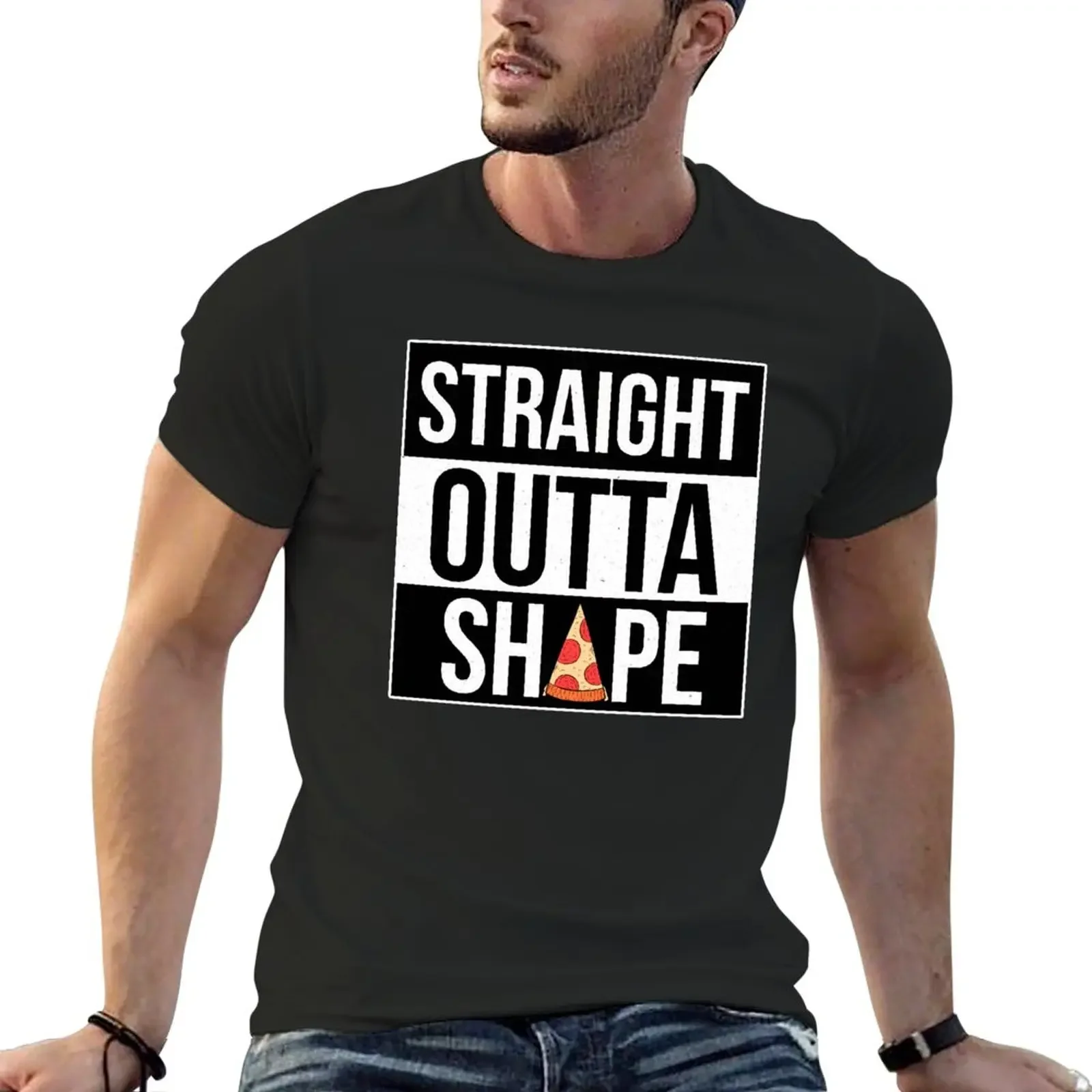

Straight Outta Shape Pizza Lover Funny Workout T-Shirt quick-drying animal prinfor boys mens graphic t-shirts