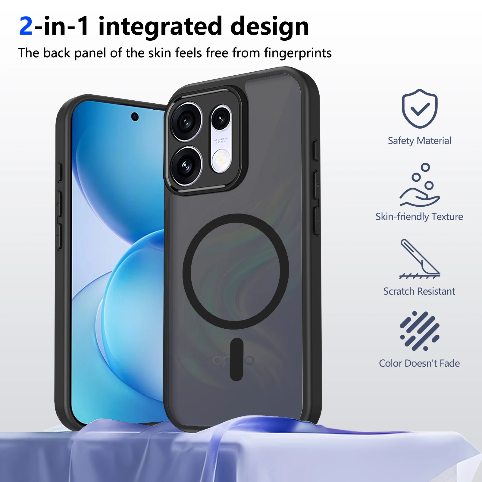 Premium Matte Translucent Black Shockproof Phone Case with Magsafe Compatibility