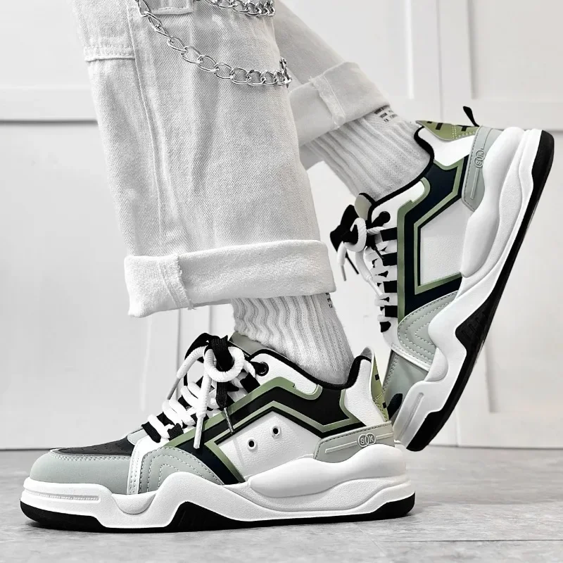 

Кроссовки мужские с круглым носком, Вулканизированная подошва, перекрестная шнуровка, удобные повседневные, подходящие цвета, 2023