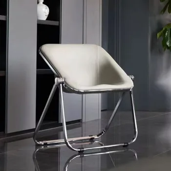 Sedie da soggiorno sedie portatili moderne pieghevoli semplici camera da letto panca in metallo gambe sedia da toeletta in acrilico sgabello mobili per la casa