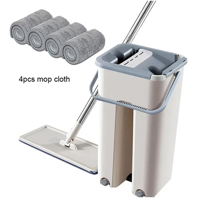 Mop Microfiber Squeeze Floor Mops Wet Mop with Bucket Cloth Squeeze