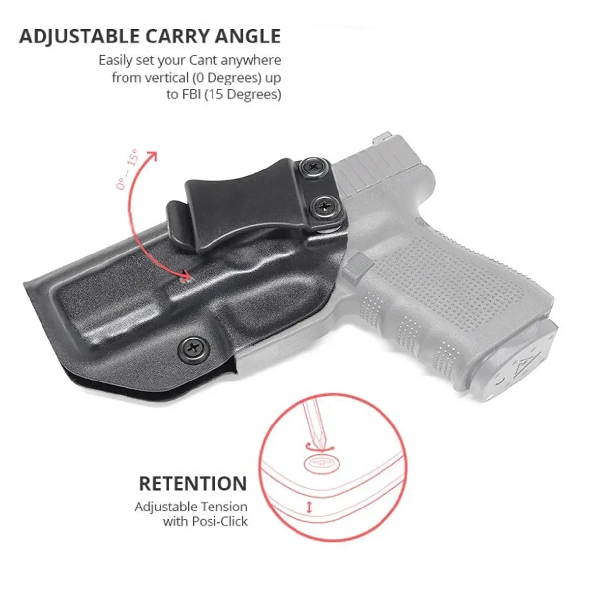 Kydex Inside Waistband Concealed Carry Holster for Glock and CZ Pistols