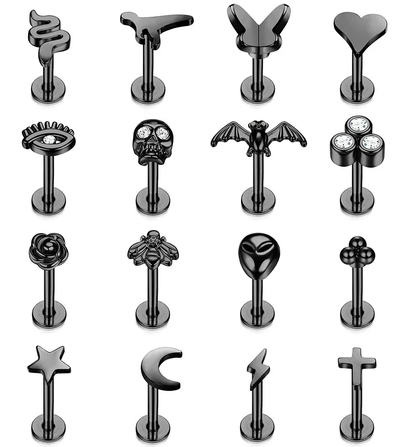 Traguspiercingjewelryset16piecesofinnerthreadedtraguspiercing