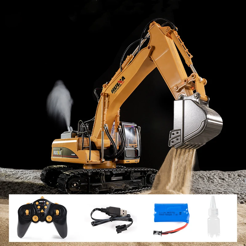 Huina R/C Truck 650 Alloy Engineering Remote Controlled Car Smoking Rc Truck Excavator Bulldozer Loading Car Toys Gift For Boys 4