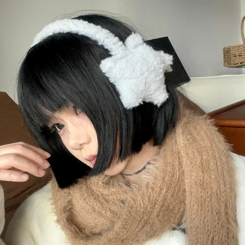 Warm Earmuffs Fur Earmuffs Y2k Women Fluffy Lovely Earmuffs Autumn Winter Cold-proof Plush Keep Warm Earflap Fashion Versatile Solid Color Irregular Earcap