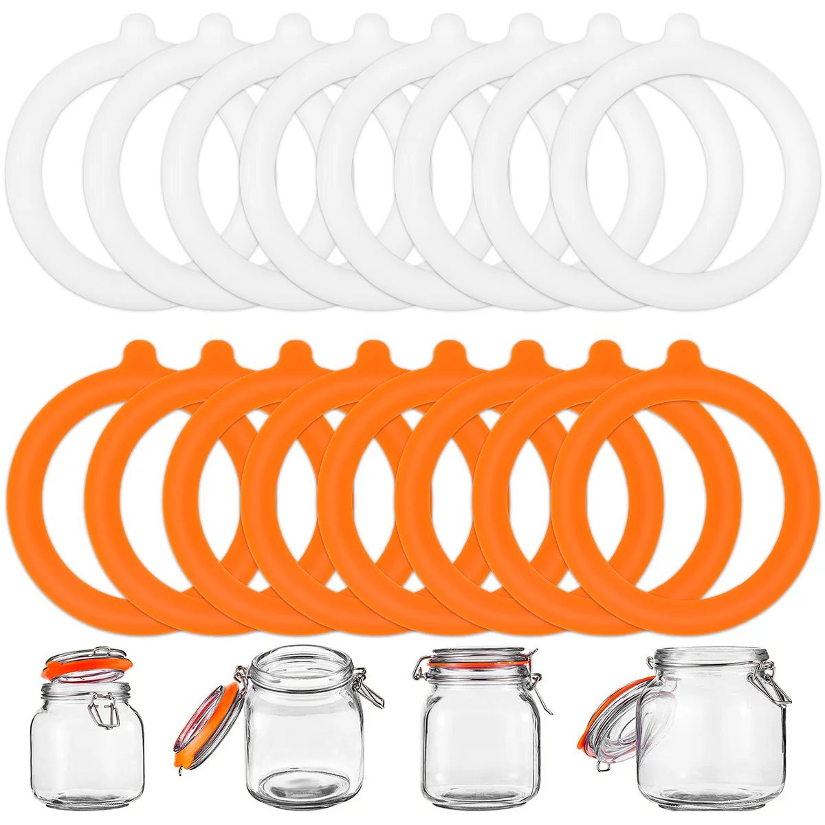 

16pcs Jar Seals Silicone Seals for Mason Jar Lids Replacement Sealing Rings Leak-Proof Rubber Jar Sealing Rings for Glass Clip