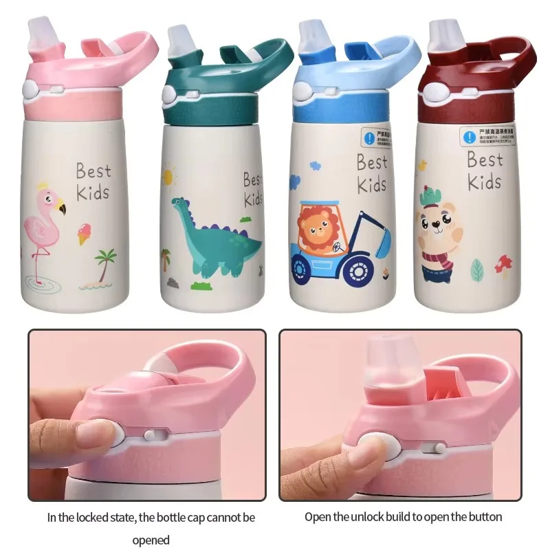 400ML Kids Water Bottle Cartoon Animal Thermos Mug Baby Duck Billed Straw 316 Stainless Steel Vacuum Flasks Thermos Bottle thermal mug,thermal water bottle,stainless steel water bottle,stainless steel thermos bottle,water bottle,stainless steel thermos cup,stainless steel thermal container