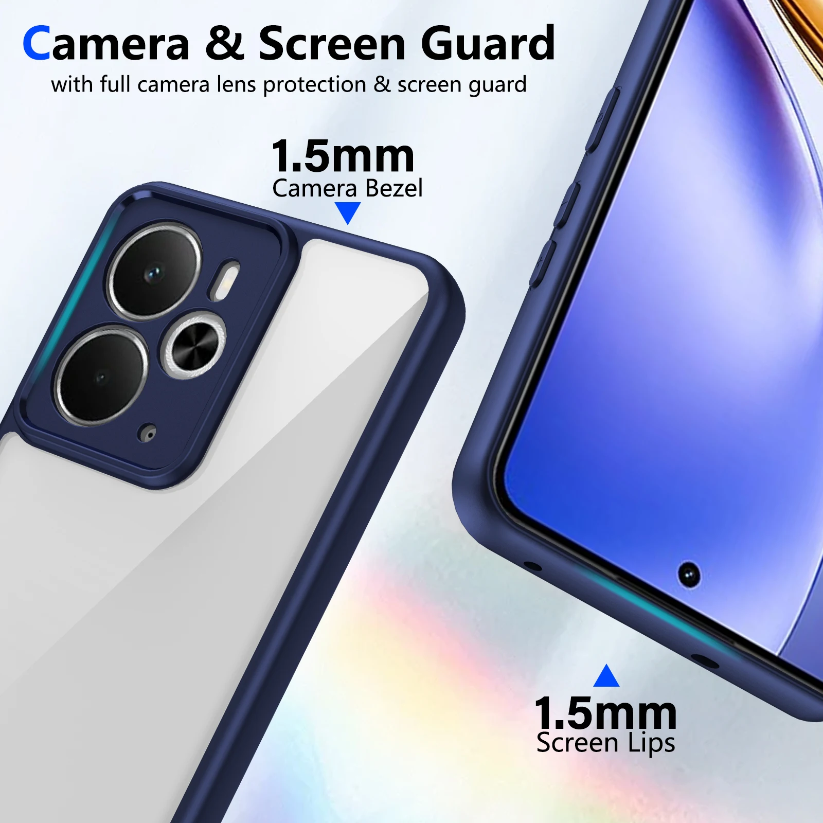 Clear Shockproof Phone Case with Hard Acrylic Back Protection