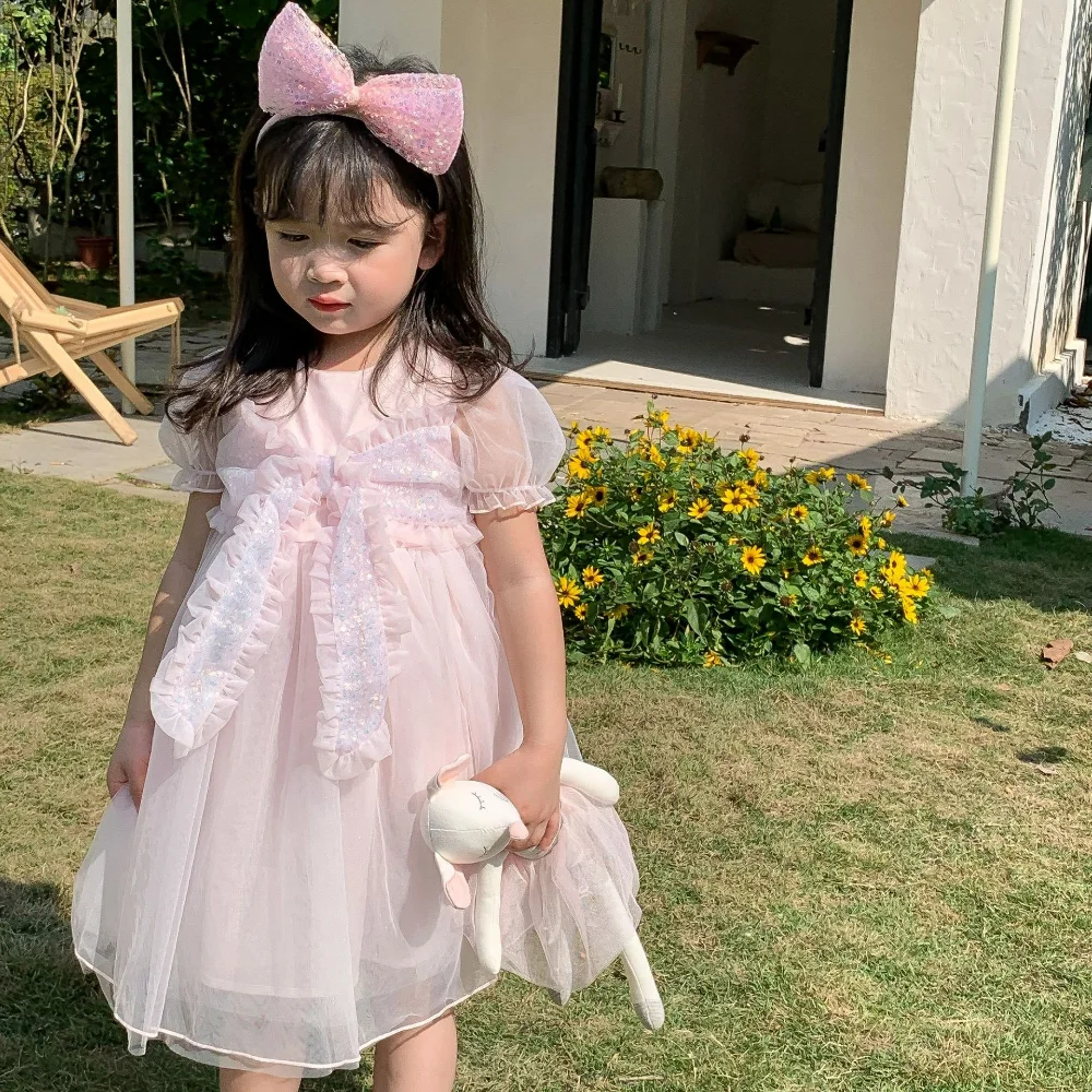 

Girl Princess Dress Summer New Design Sweet Children's Clothing Puff Sleeve Party Birthday Dress Kids Baby Girl Clothes Vestidos
