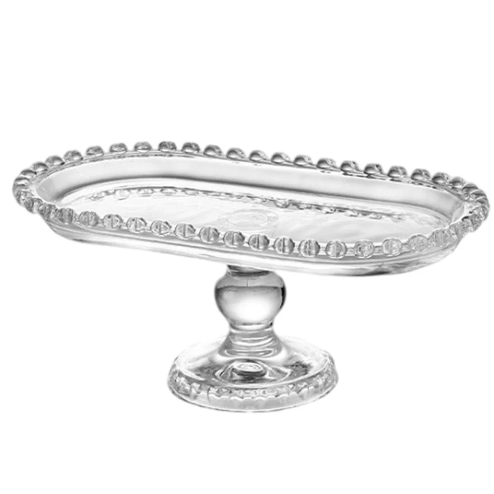 

Toyvian Glass Cake Footed Stand Plate Serving Dish Platter Square Fruits Serving Plate Transparent Snack Cake Plate Fruit Ice