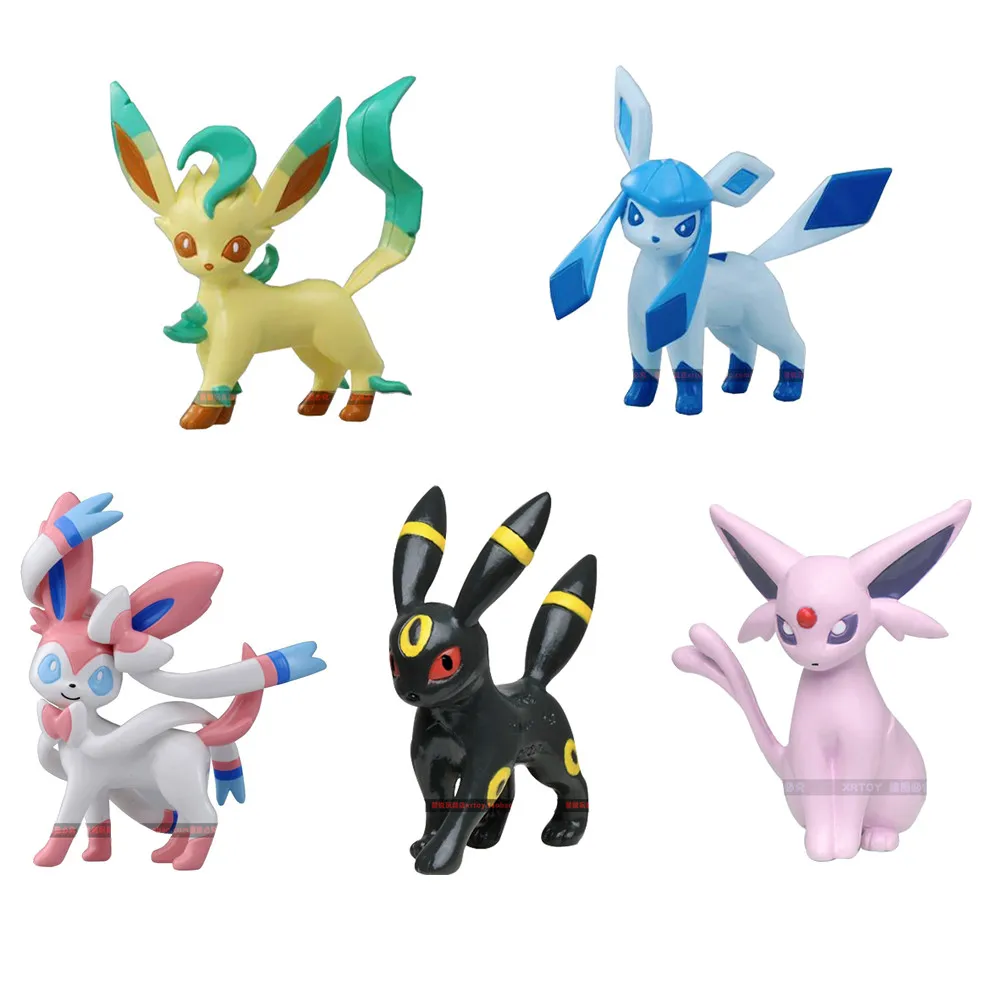 포켓몬 피규어 이브이 진화 Vaporeon Espeon 우산 Sylveon Leafeon 인형 PVC 모델 장난감, 어린이 크리스마스 선물