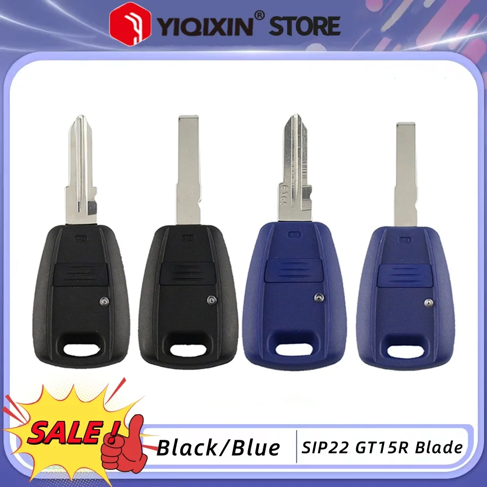 YIQIXIN รีโมทคอนโทรลแบบทรานสปอนเดอร์สำหรับรถยนต์  ฝาครอบกุญแจสำหรับ Fiat Punto Doblo Bravo Palio Stilo Albea Seicento  ใบมีด SIP22/GT15R แบบยังไม่ได้ตัด