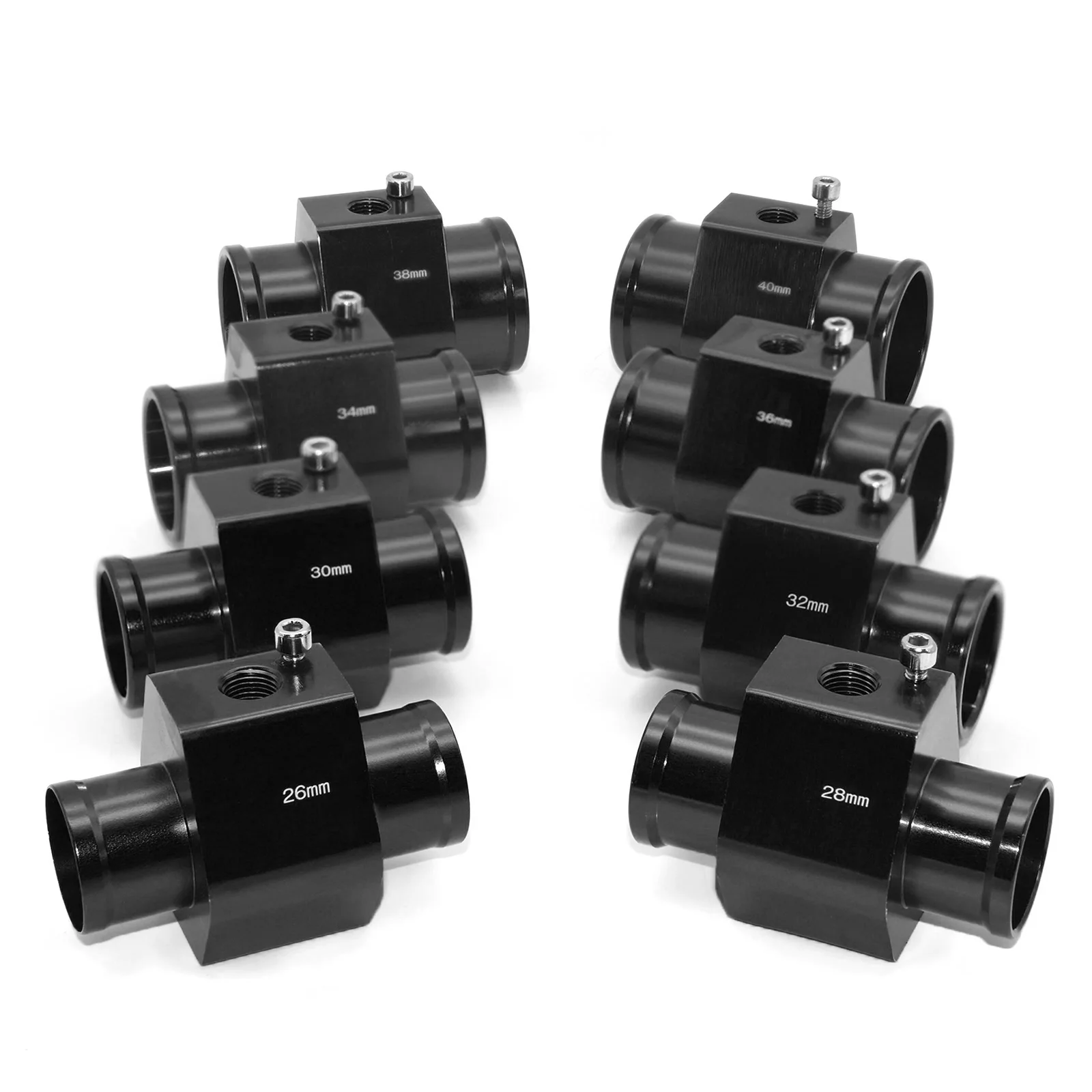 Keenso Tubo di giunzione per temperatura dell'acqua, in alluminio, sensore del sensore, adattatore tubo radiatore, blu, 26 mm 40 (26 mm), parti auto e moto