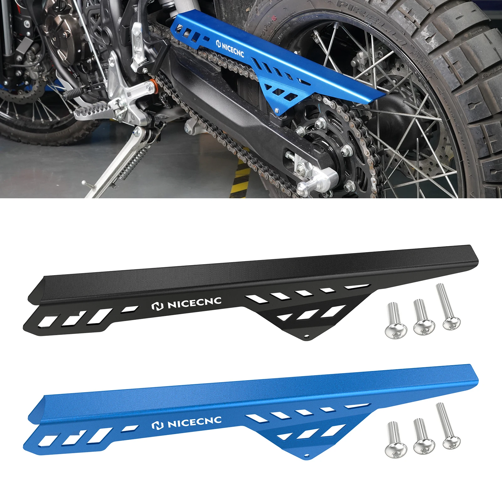 NICECNC Guide de la chaîne Compatible with Yamaha Tenere 700 XTZ700 2019-2024,Tenere 700 Rally Edition 2020-2024,Tenere 700 World Raid 2022,Bleue