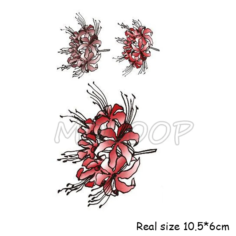

New Tattoo Sticker Temporary Red Spider snake Lily plant flower small waterproof fake Tatto flash hand Tatoo for woman girl kid