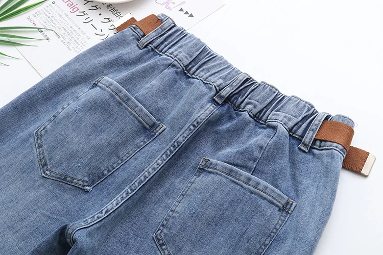 Women's Clothing Jeans 2022 Spring Fashion High Waist Stretch Denim Harem Pants Casual Brief Belt Bottoms D6-8071 brown jeans