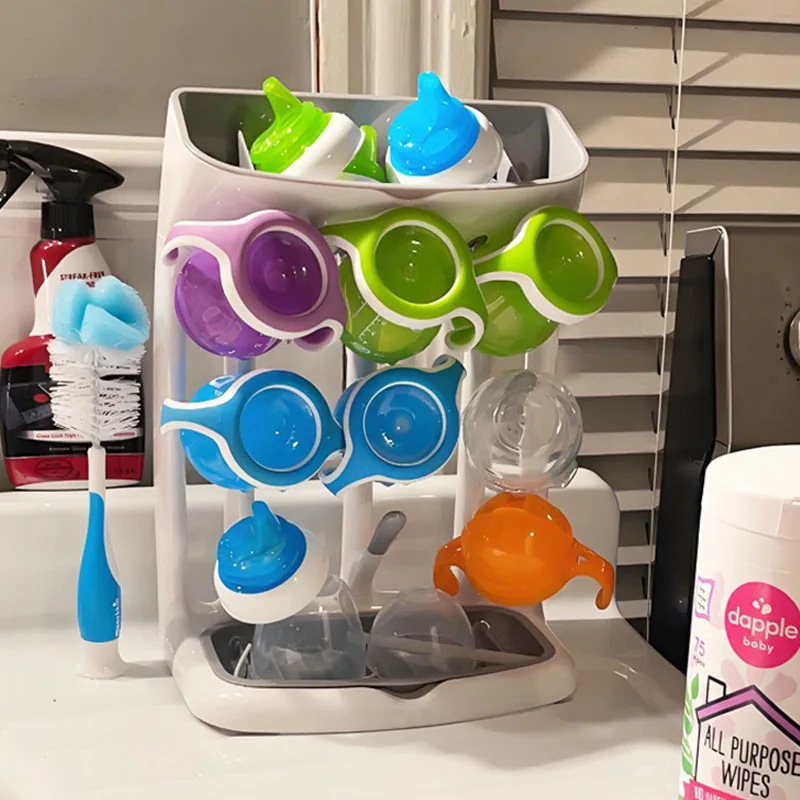 Baby Bottle Drying Rack Space Saving Countertop Holder Detachable Tray Baby Bottles Holder Organizer And Drying_voghion.com