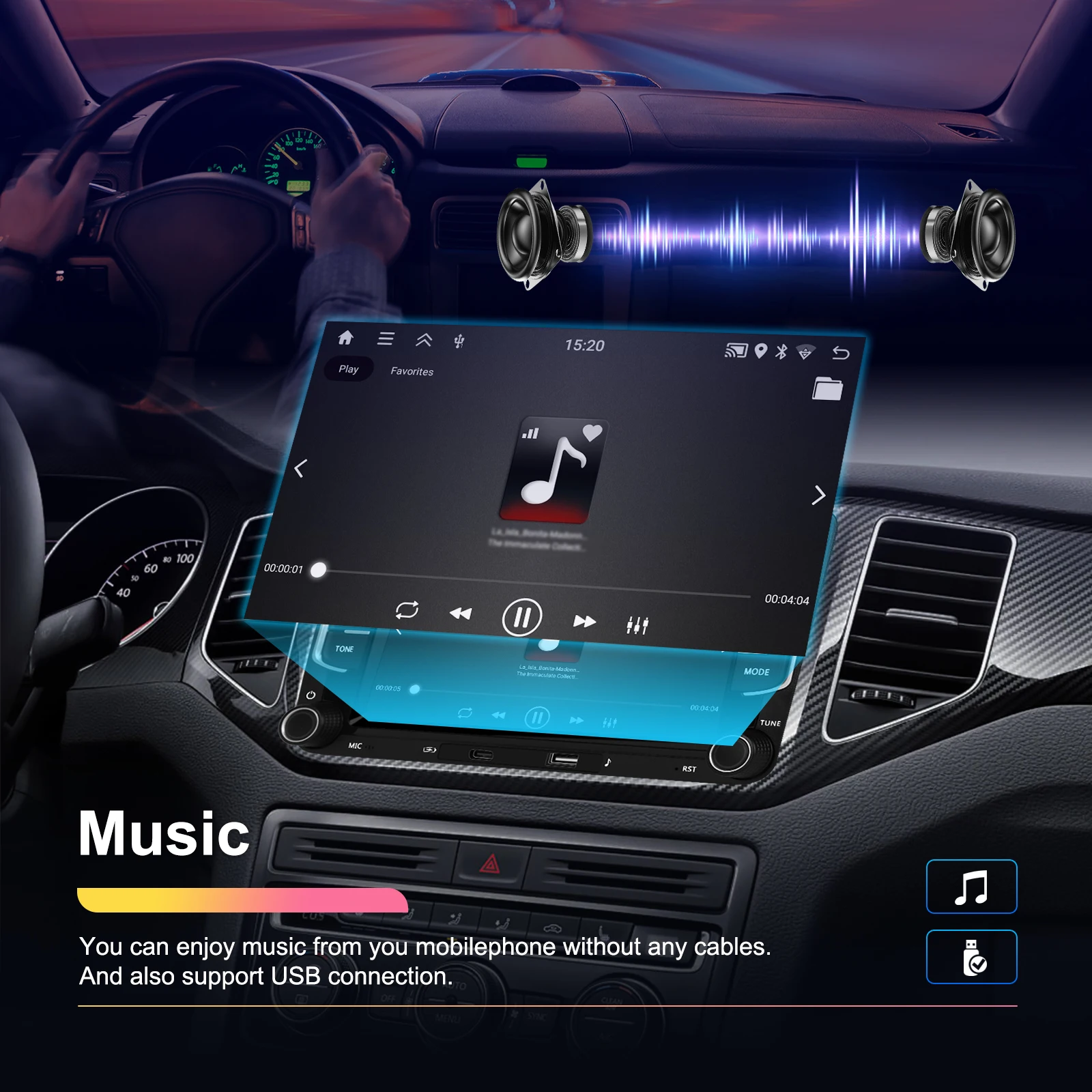 Podofo 2+64G Radio Kabelloses CarPlay für Apple für VW Android Auto Autoradio GPS FM/RDS Stereo WLAN BT Multimedia-Stereoanlage – Detail 7