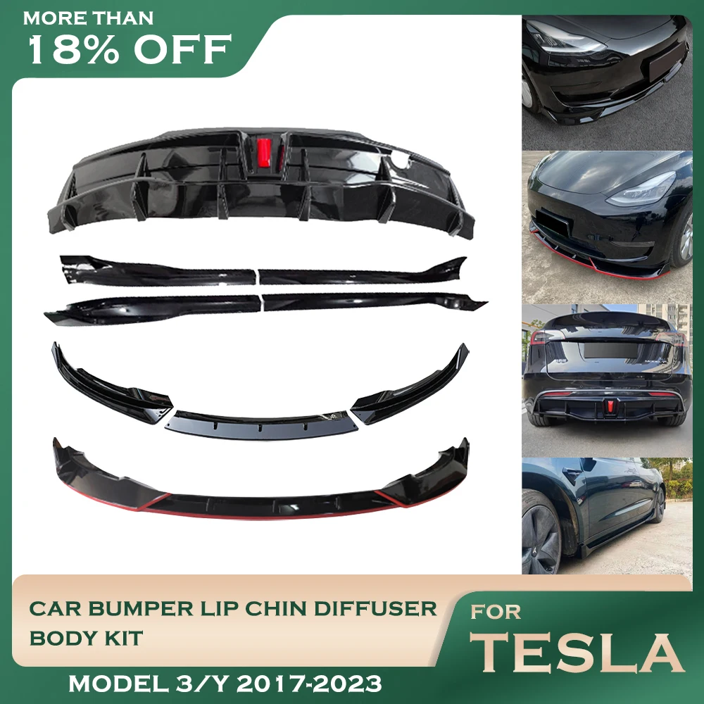 

Model 3 Car Bumper Lip Chin Diffuser Body Kit For Tesla Model 3 Y 2017-2023 Spoiler Deflector Tuning Model Y Auto Accessories