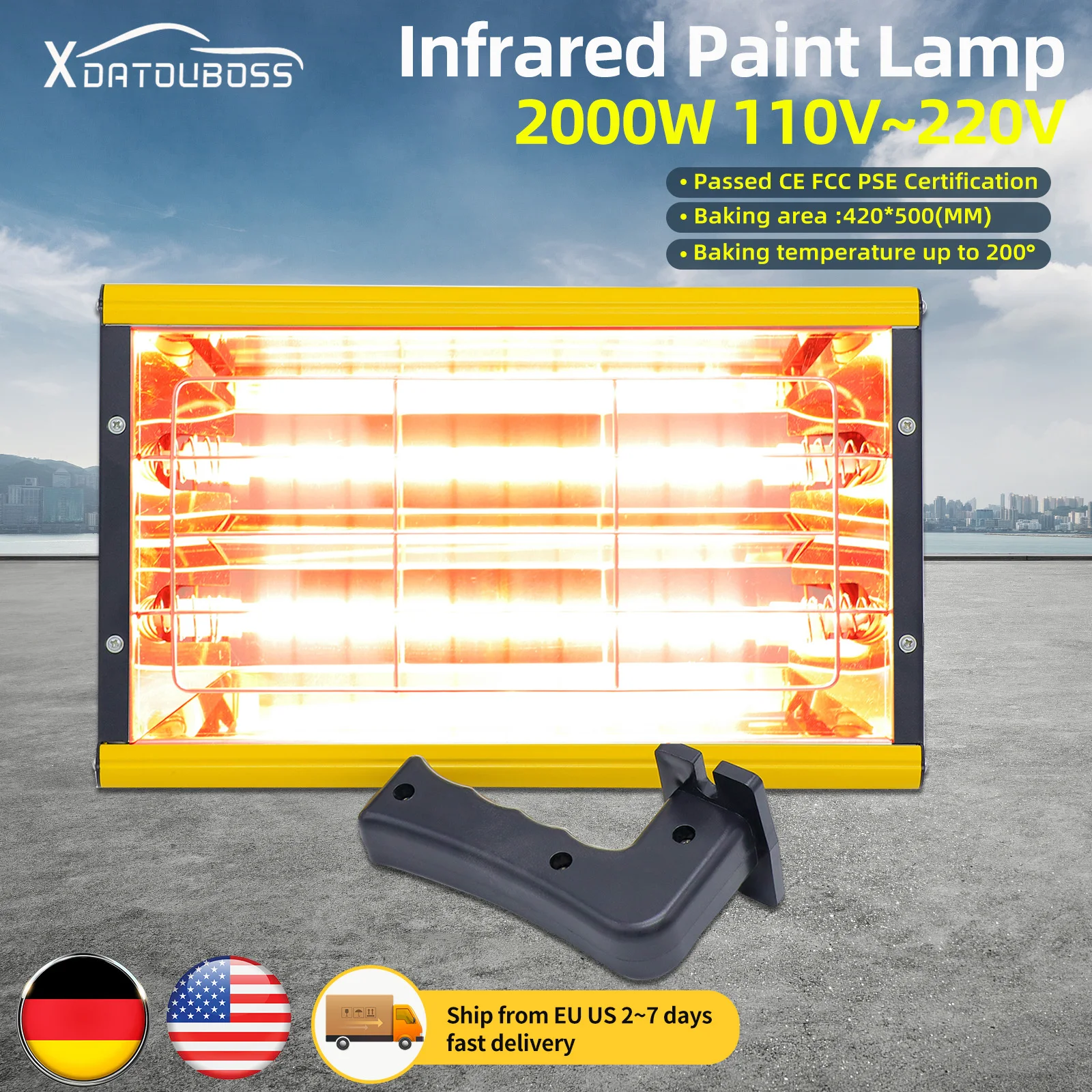 DATOUInfraredPaintCuringLamp2000WShortwaveInfraredHeatLamp